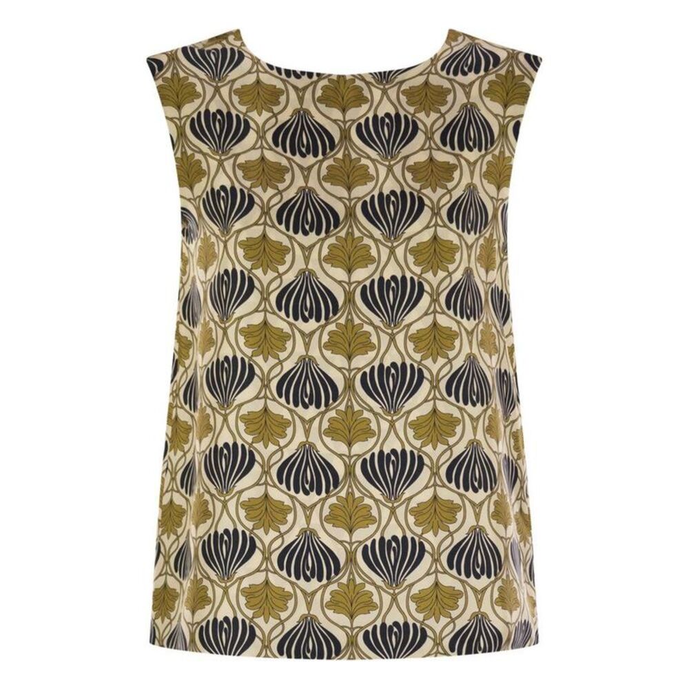 S MAX MARA Women's Printed Sleeveless Blouse Women MUSTARD T-Shirts & Tops